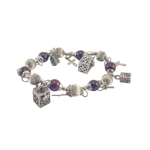 Catholic Rosary Bracelet With Multicolor Beads & Cross Charms - Picture 5 of 9